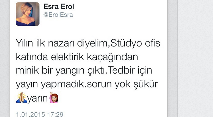 Esra Erol'un stüdyosunda yangın!